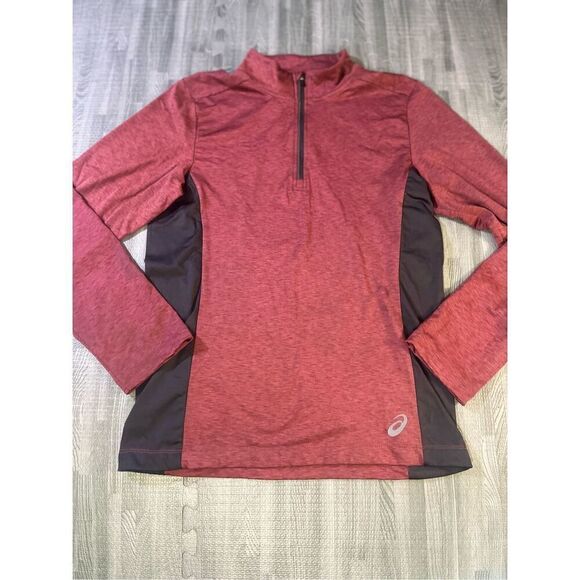 ASICS 1/4 Zip Long Sleeve Pullover Sweatshirt Red/ Black, Size Small Men’s - Picture 1 of 7